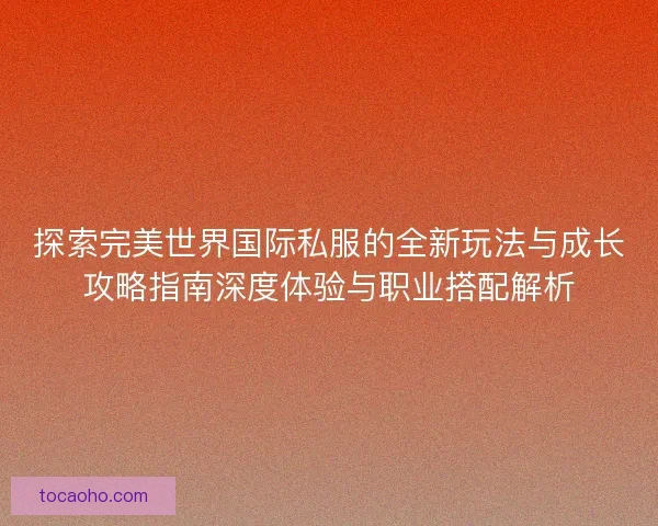 探索完美世界国际私服的全新玩法与成长攻略指南深度体验与职业搭配解析